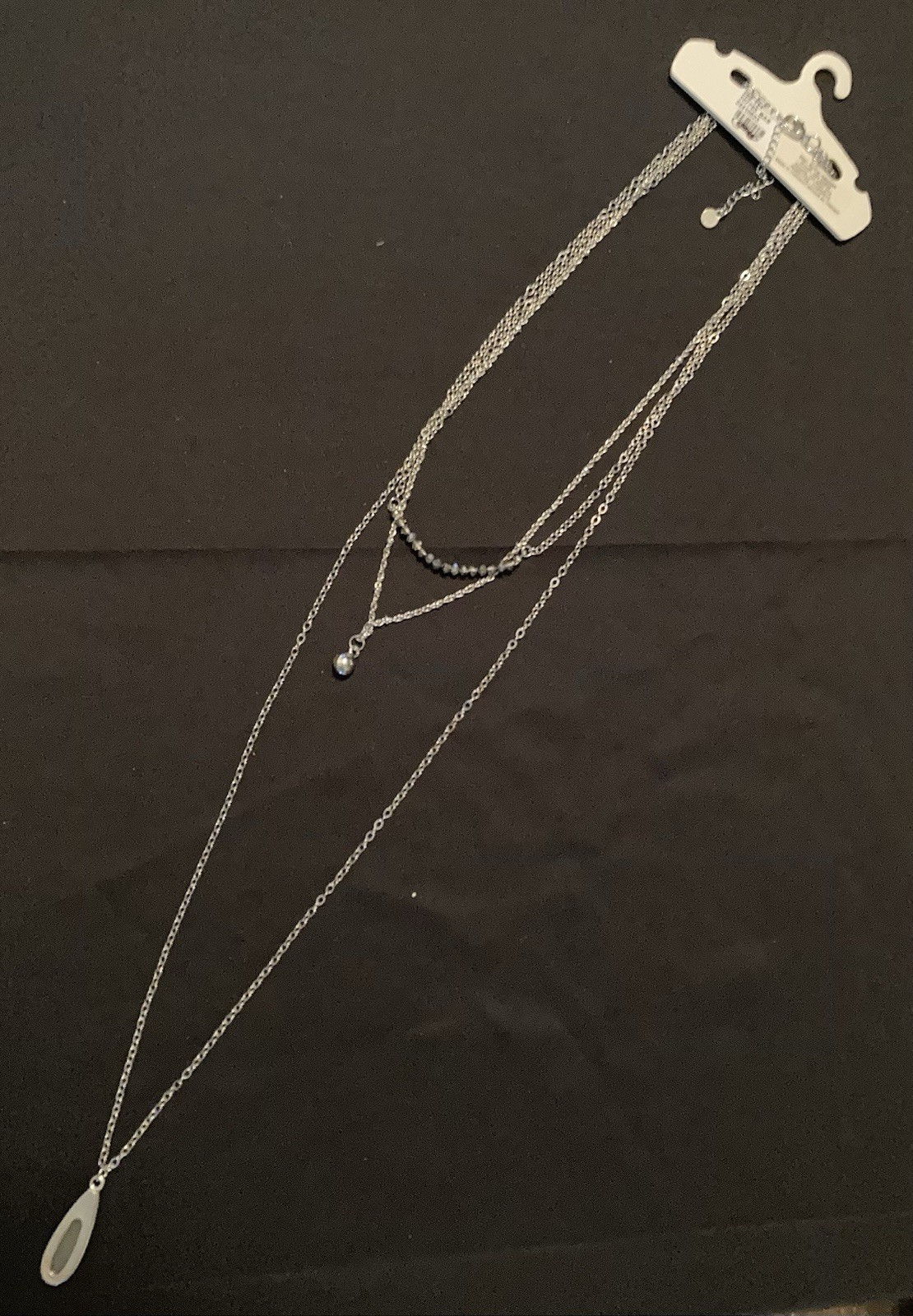Maurice’s Silver Tone Layered Cable Chain Teardrop Charm Pendant Necklace