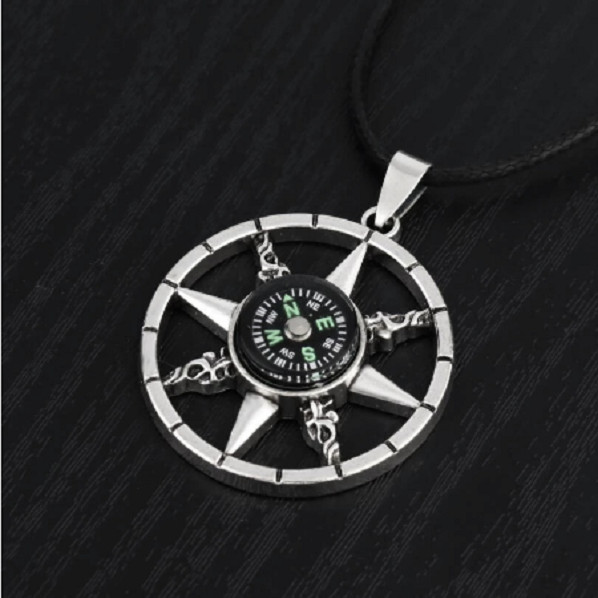 large REAL COMPASS NAUTICAL pendant 20″ 925 Sterling Silver Necklace men women