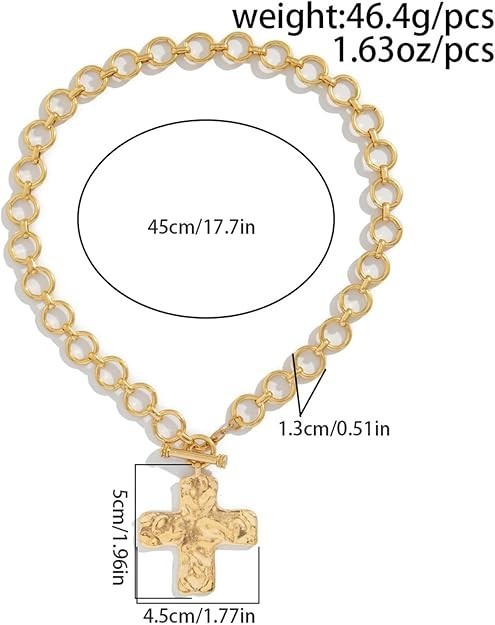 Gold Chunky Cross Necklace for Women Statement Cross Pendant Necklace Layered Ha