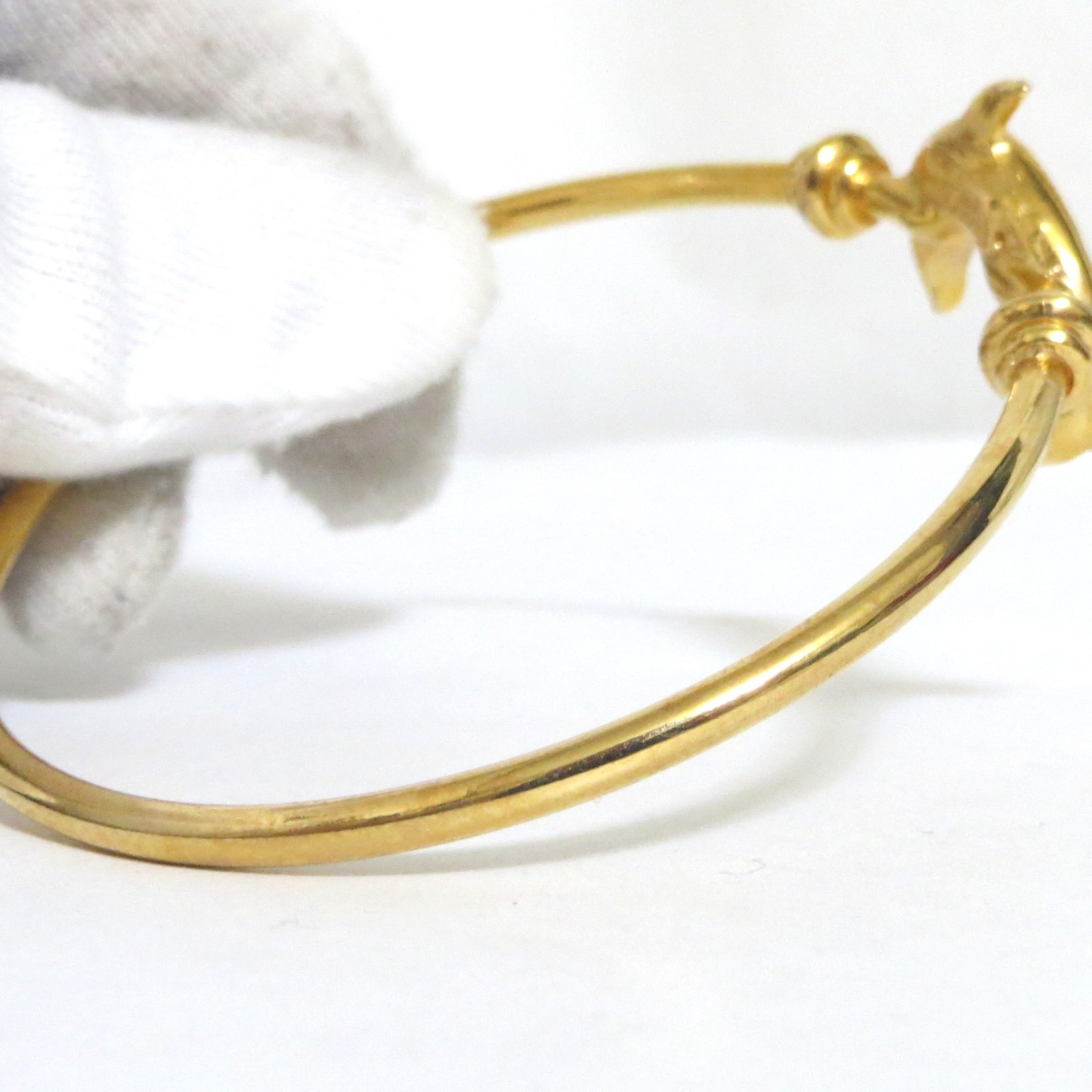 Auth Rare Salvatore Ferragamo Dolphin Bangle Bracelet Goldtone Metal 19.5cm/7.67