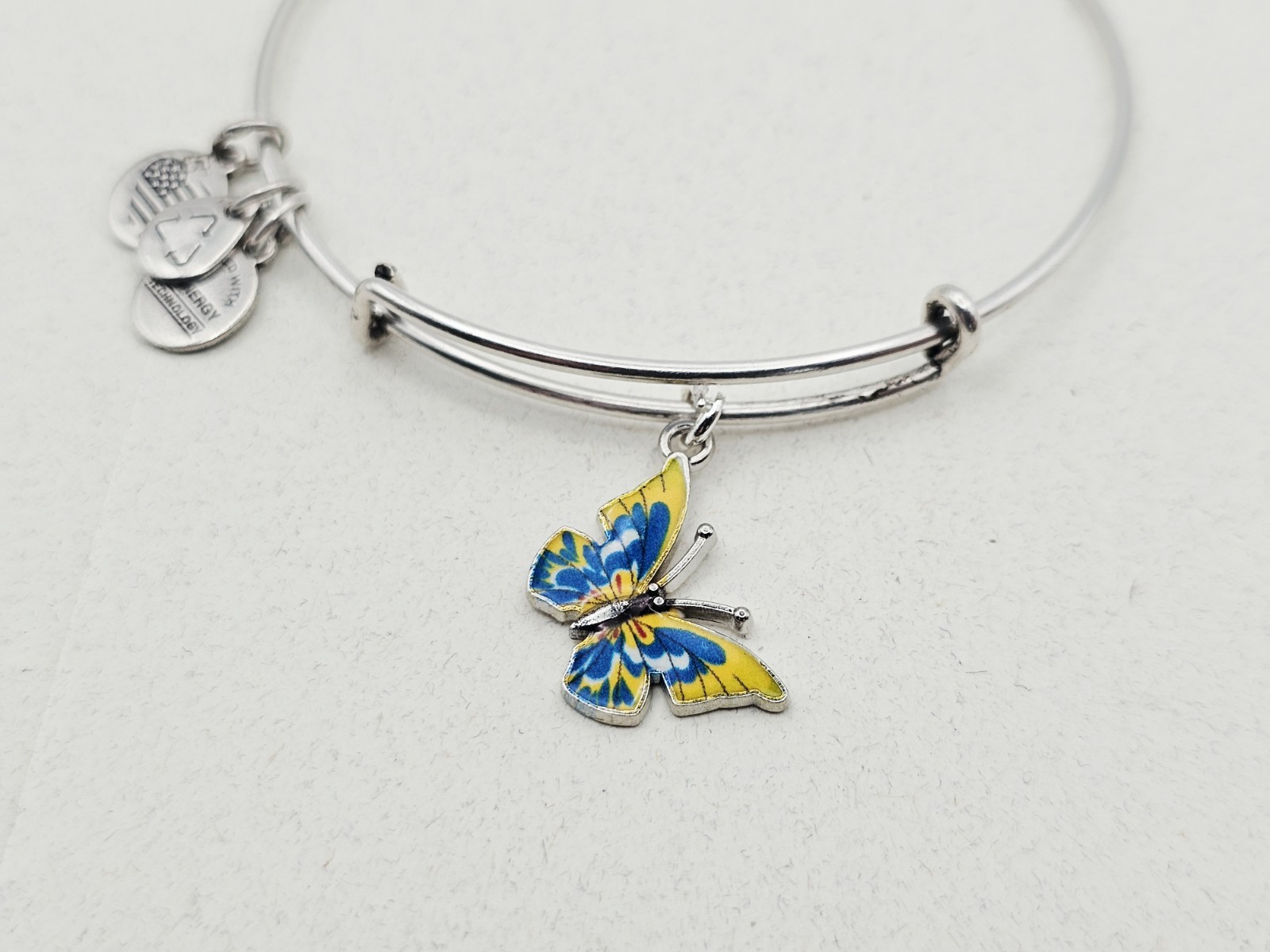 Alex Ani Silver Bracelet With Yellow Butterfly 🦋 🦋 Generic Metal Charm ✨️