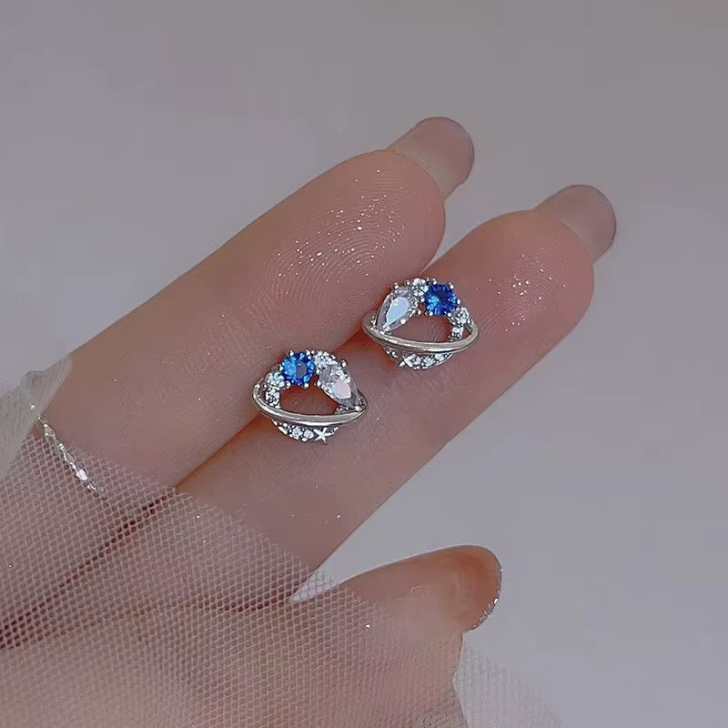 France Crystal Dragonfly Planet Earrings Exquisite Zircon No Allergies No Rust E