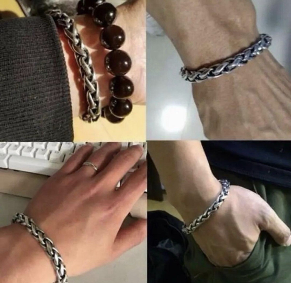 Men’s Silver Chain Bracelet 8.66in Zinc Alloy Biker Cuban Link Strong Clasp Gift