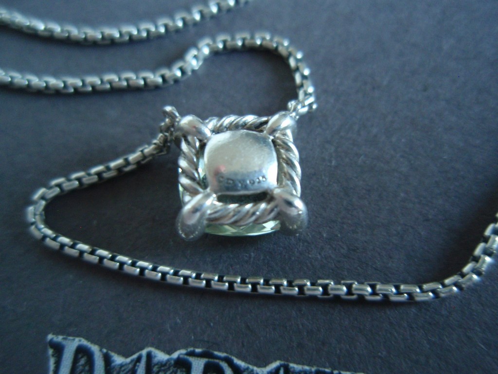 David Yurman Sterling Silver 925 Petite Chatelaine Prasiolite & Diamond Necklace