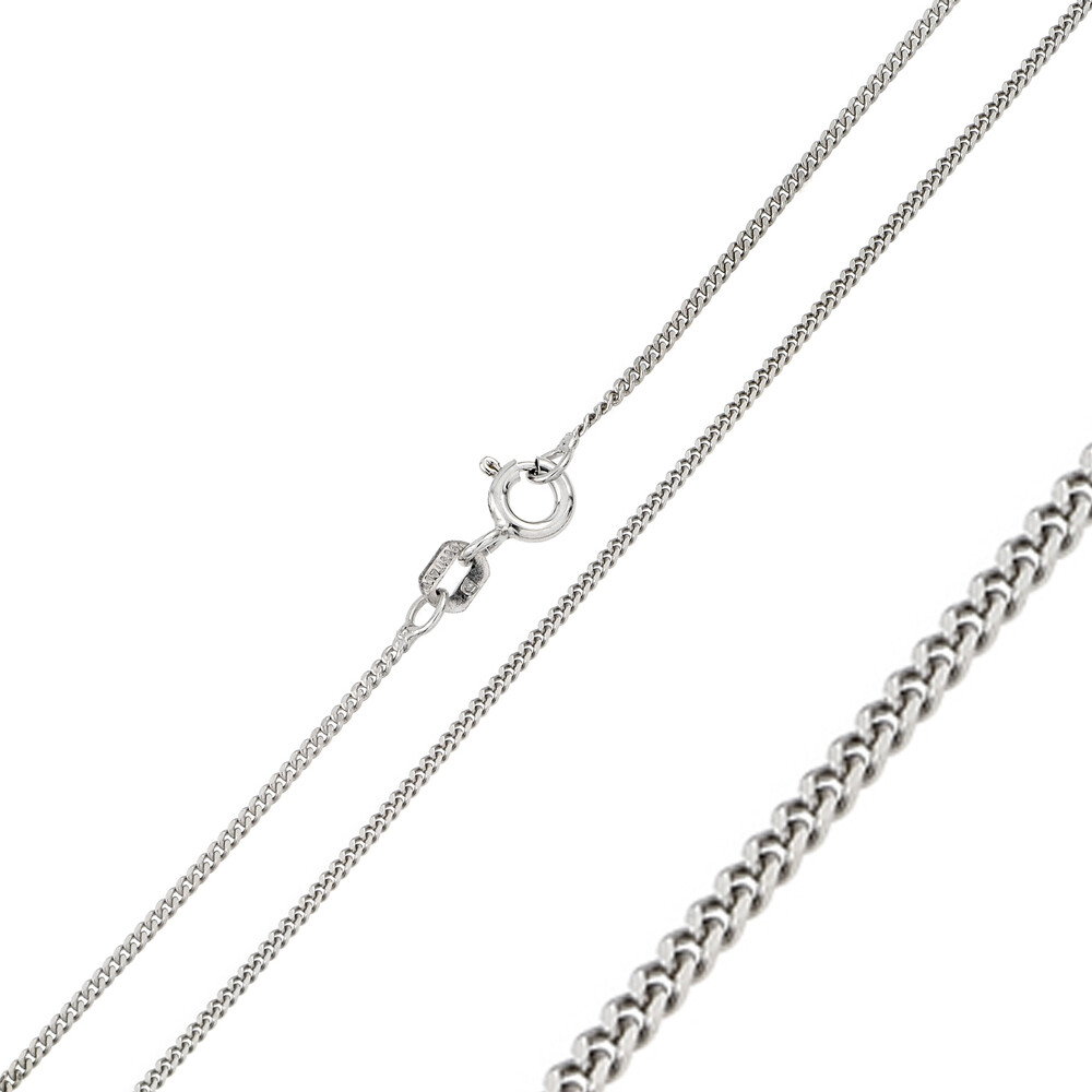 Sterling Silver 925 Curb Chain 1.2 mm Italian Super Flat Curb Chain Necklace Z31