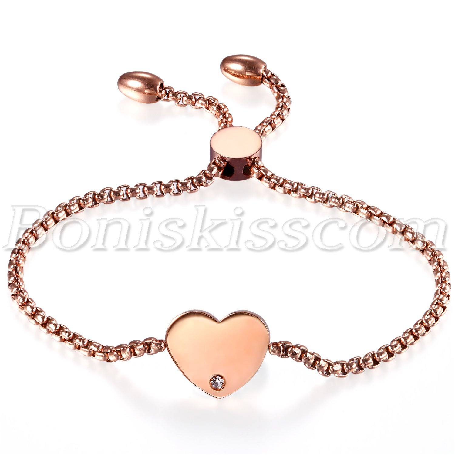 Women Stainless Steel Love Heart Freely Adjustable Bracelet Valentine’s Day Gift