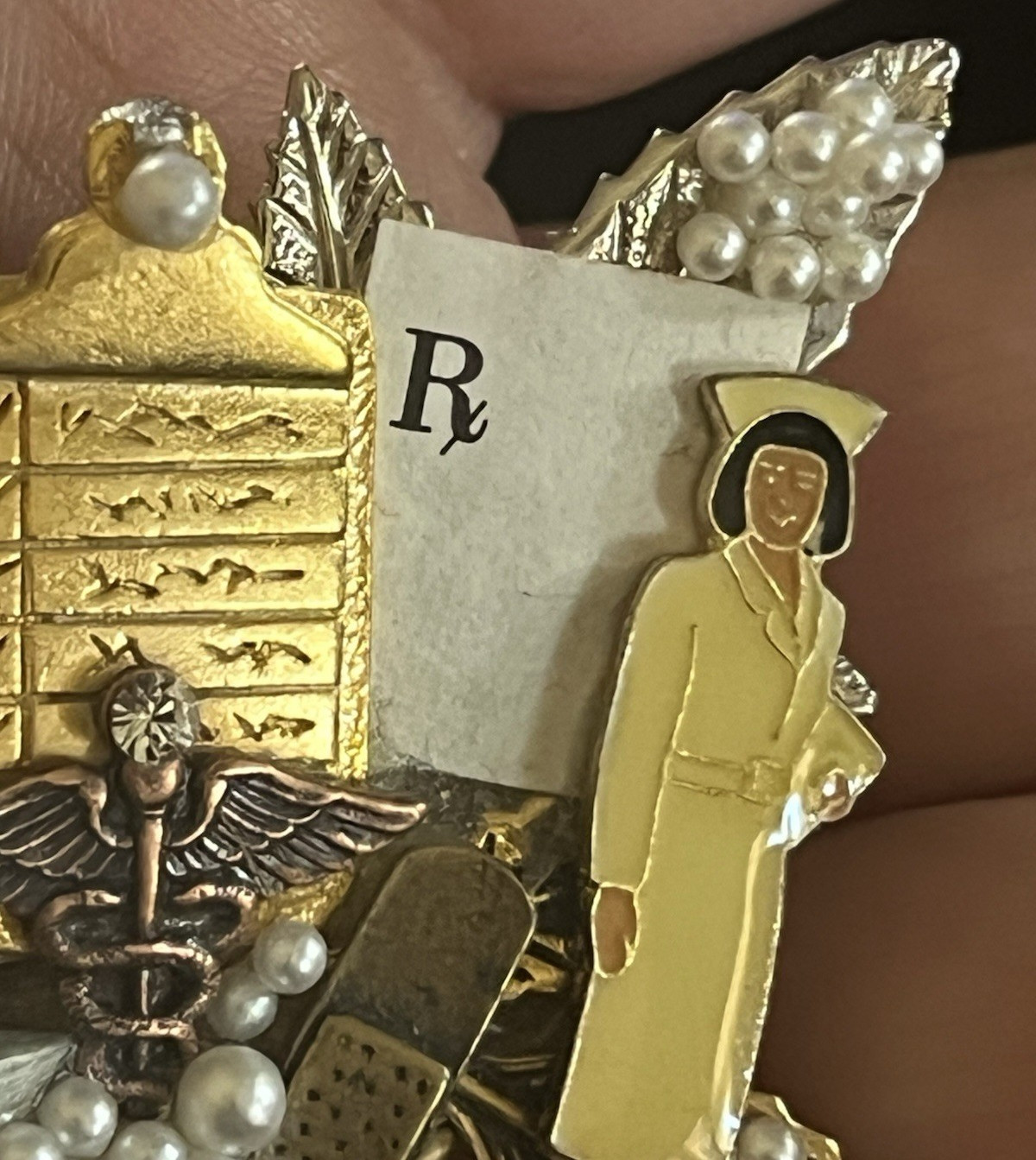 Women’s Nurse Angel Brooch Pin Handmade Artisan Lot of 2