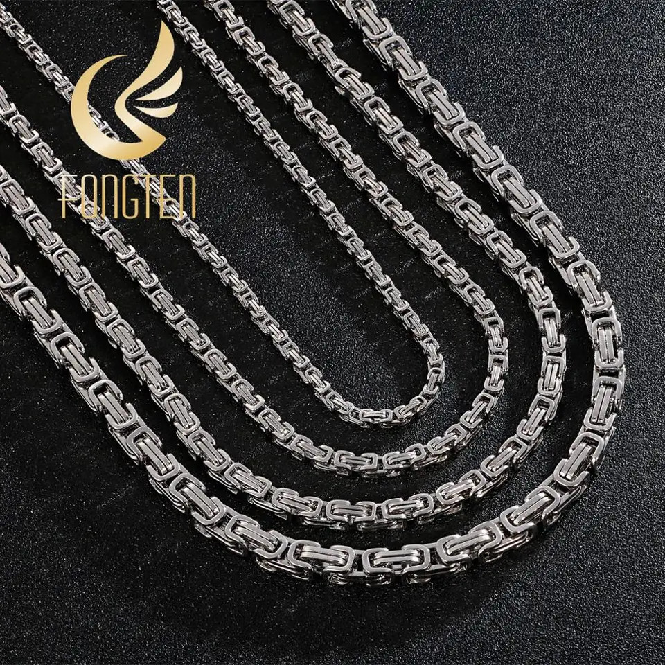 Box Chain Necklace Stainless Steel Smooth Link 4 5 6 8mm Men Classic Jewelry