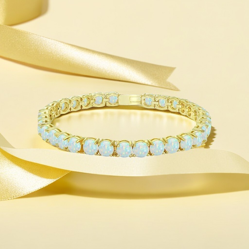 Hawaii White 8mm Opal Round Bracelet 925 Sterling Sliver Jewelry For Women Girls