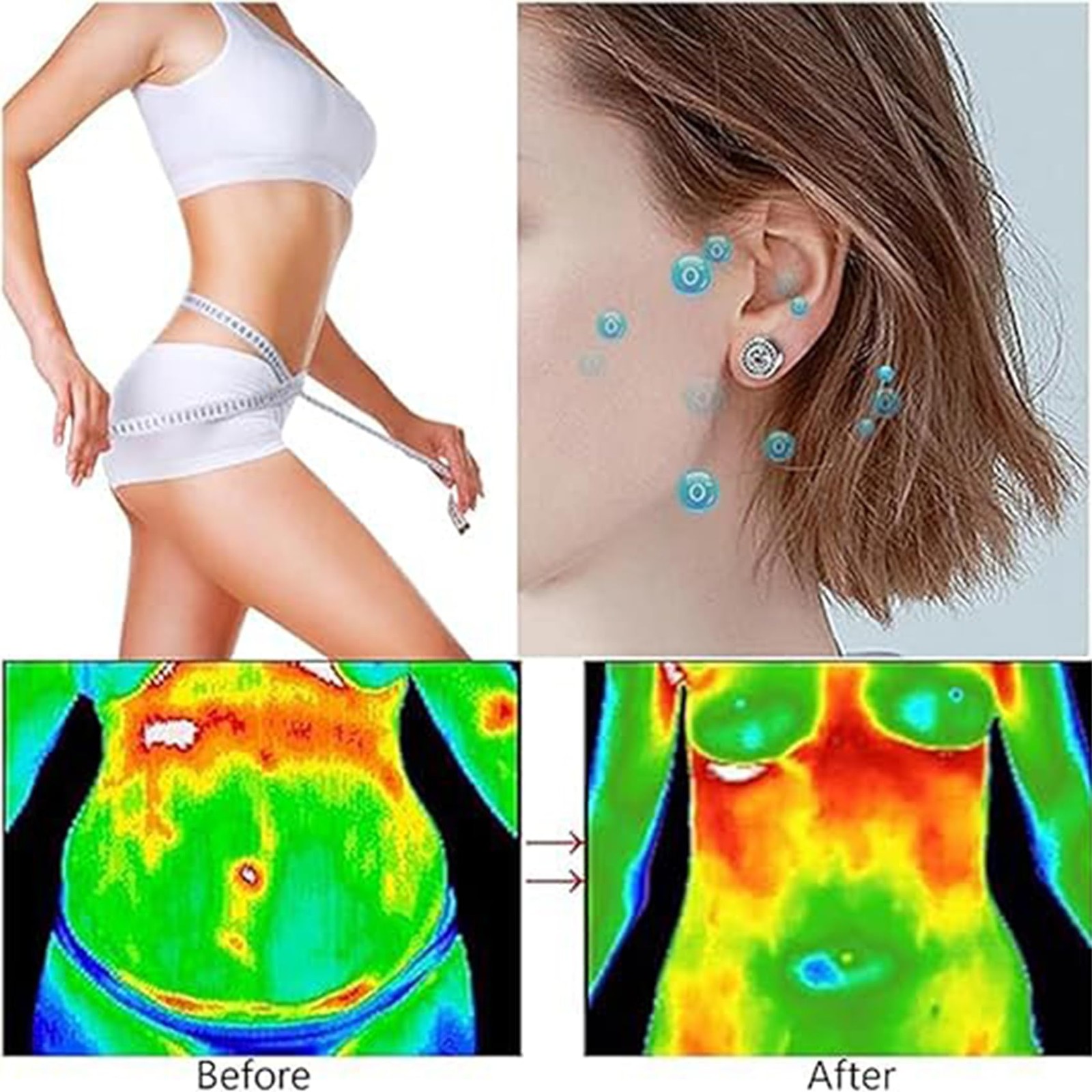 Earrings Germanium Lymphatic Drainage Therapy Lymph Detox Sparkly CZ Stud Gold