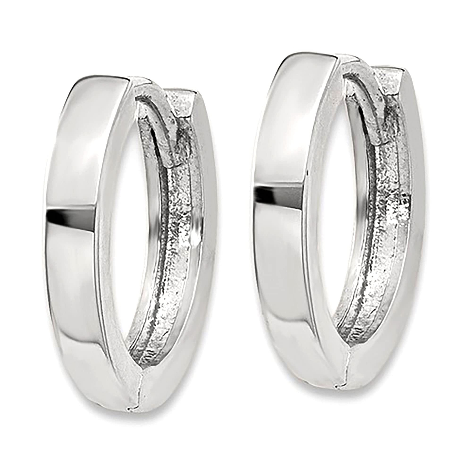 10k White Gold Hinged Hoop Earrings, 8mm