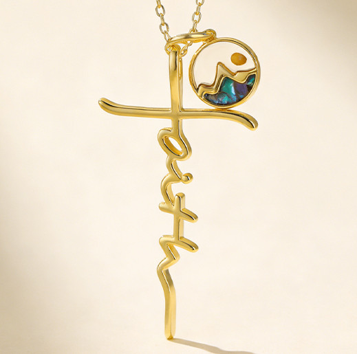 NIB Jiyvy32 Mustard Seed Mountain Faith Gold Tone Necklace 18-20″, Adjustable