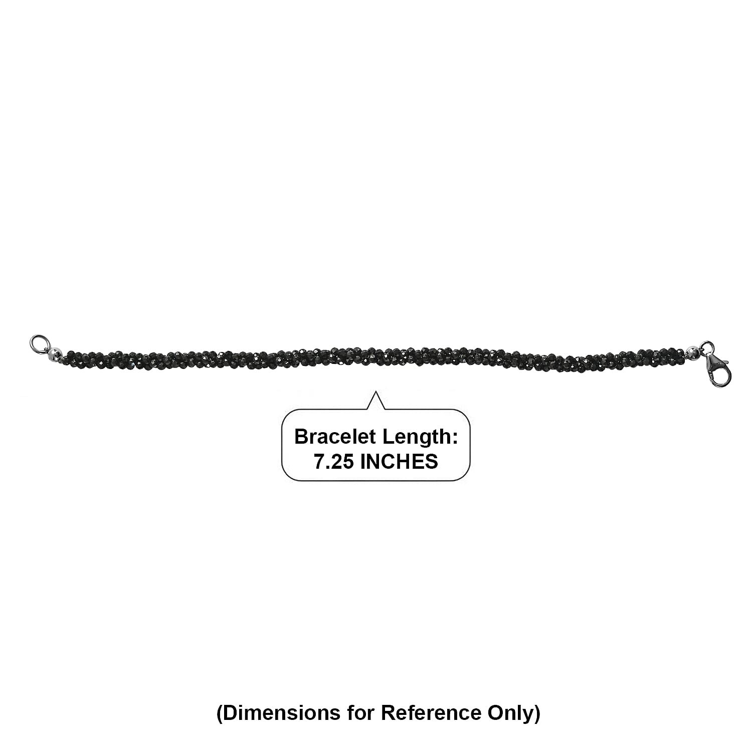 Black Spinel 27.00 ctw Twisted Bracelet in Rhodium Sterling Silver 7.25 In