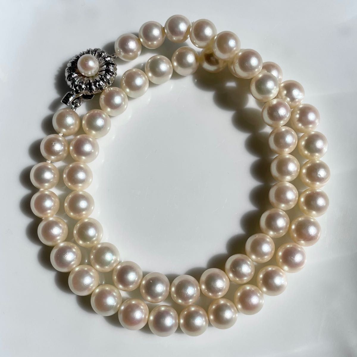 Akoya Pearl Necklace 7.5-8mm Cream Silver Clasp 42cm From Japan