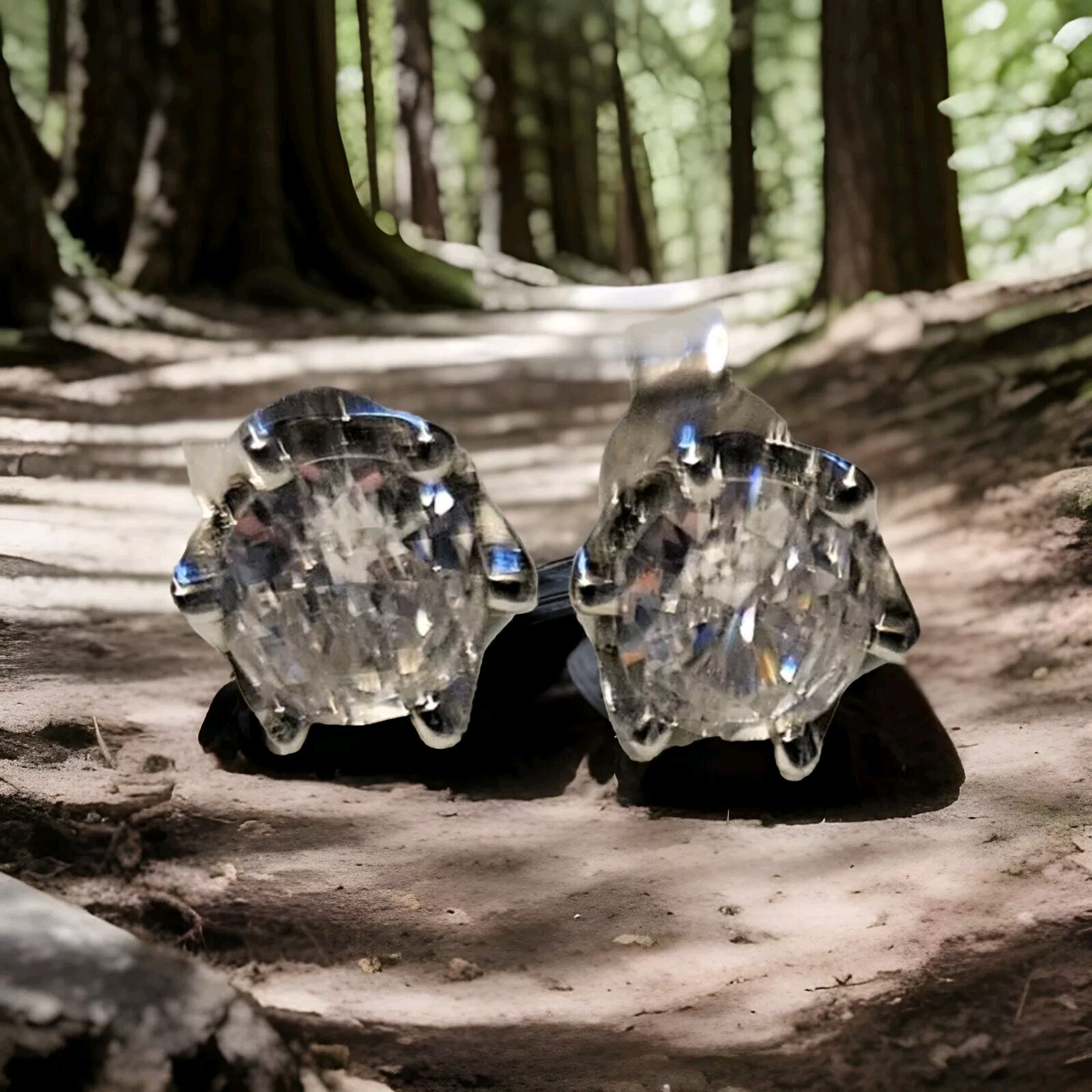 S925 Sterling Silver Stud Round Synthetic Zircon Earrings