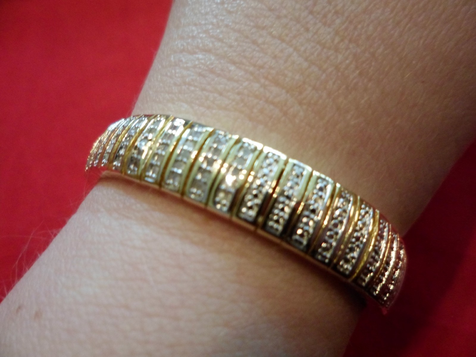 Diamond Bracelet, 1.00 Carat in 18K Yellow Gold over Brass-7 inches