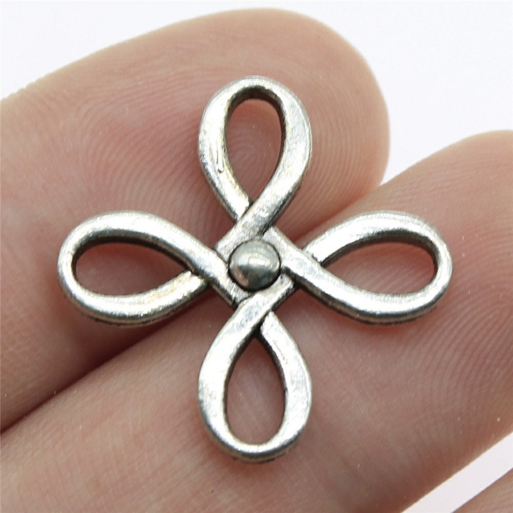 12/30PCS Antique Silver Celtic Knot Charm Connector, 4 Loop 18X23mm XCS18-10704