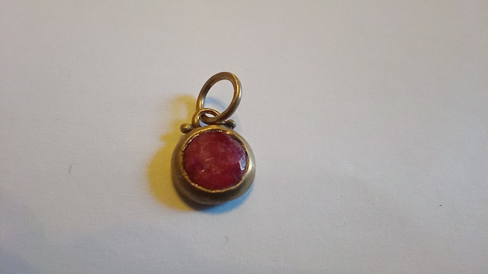 Gold Vermeil and Faceted Ruby Charm by Baroni July Birthstone