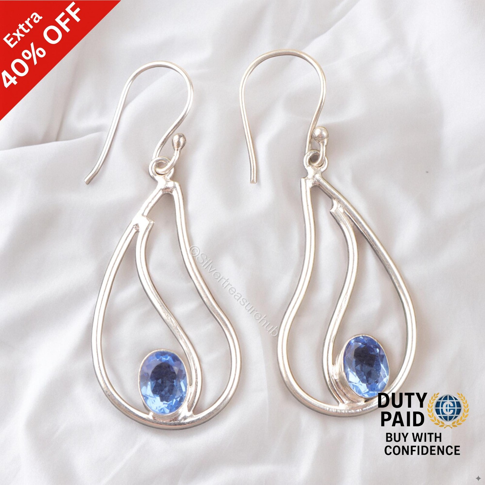 925 Silver Tanzanite Stone Daughter Birthday Dangling Ethnic Earrings Jewelry