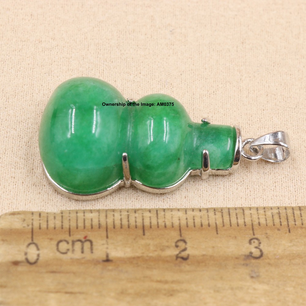 NEW White Alloy Heating Jade Pendant For Women Men Green Jade Gourd Pendant