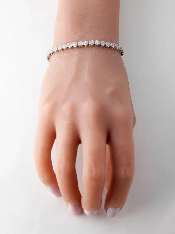 8.70 Ct Round Simulated Diamond 925 White Sterling Silver Flower Tennis Bracelet
