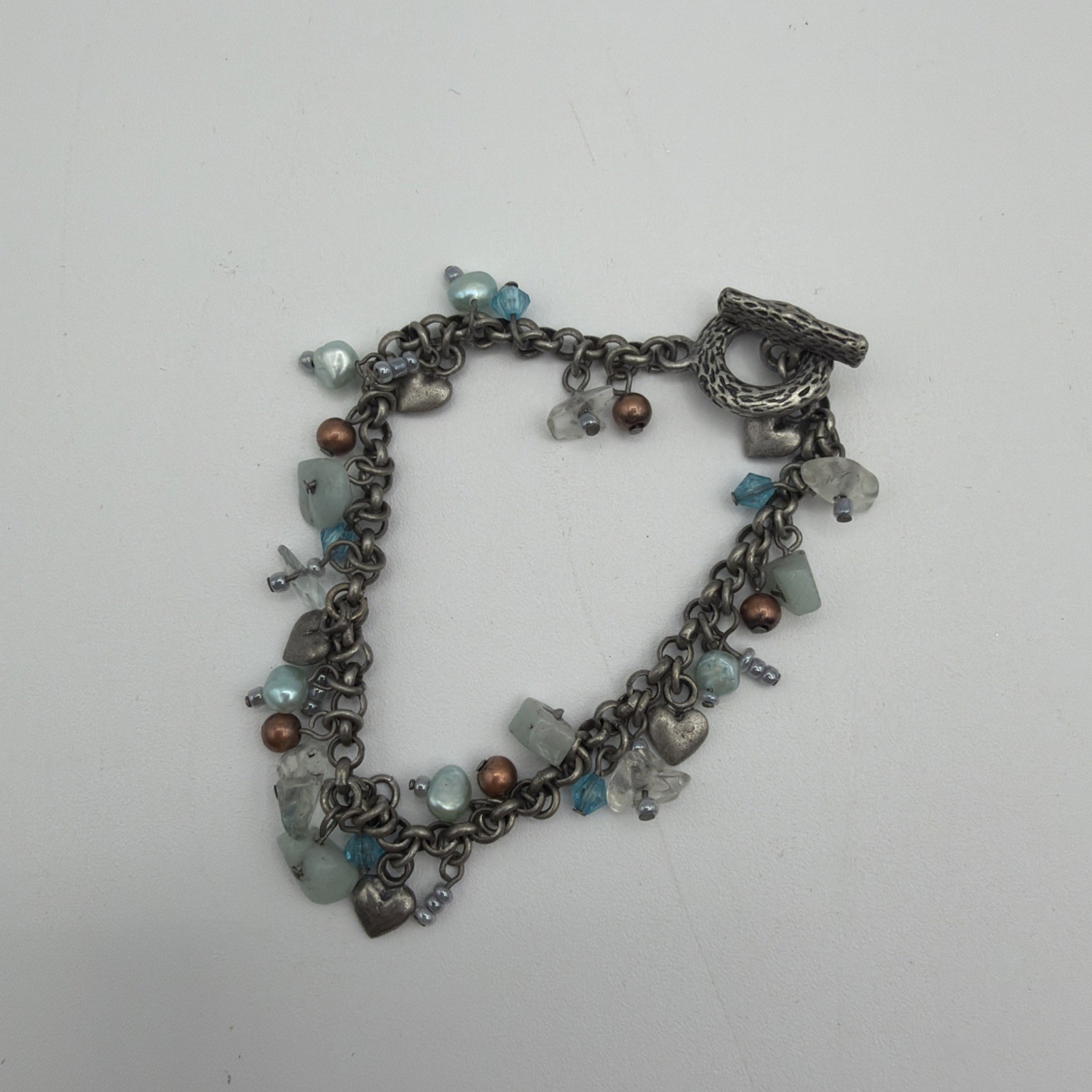 Lot of 3 Artisan Stone Beaded Bracelets Silver Tone Charm Wire Wrapped Boho