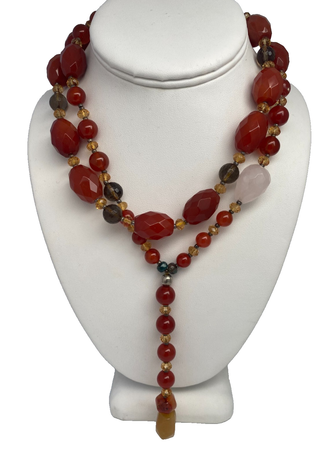 Elegant long necklace Carnelain agate