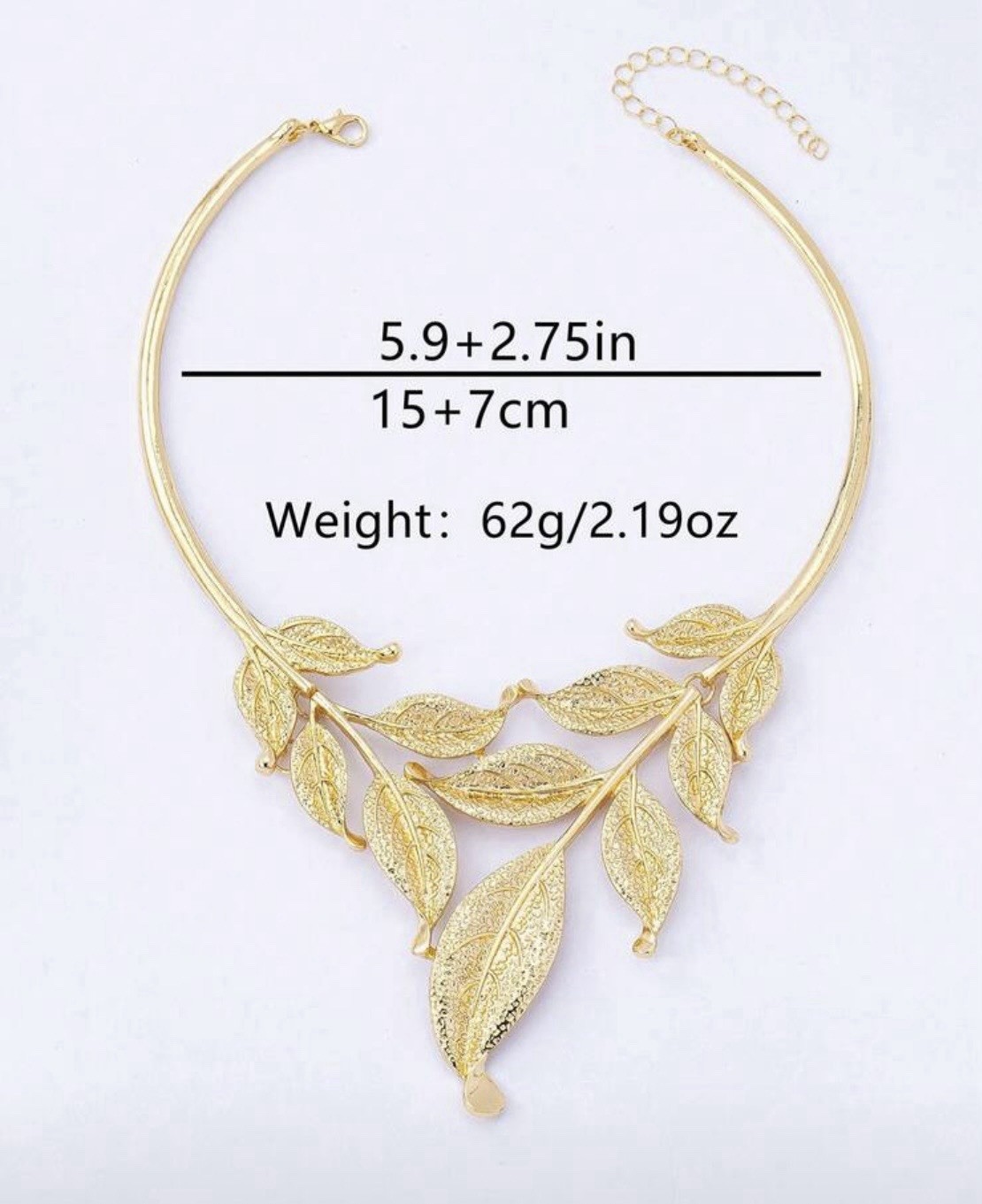 Leaf Necklace Zara Gold Statement Branch Chain Boho Retro Botanical Choker VTG