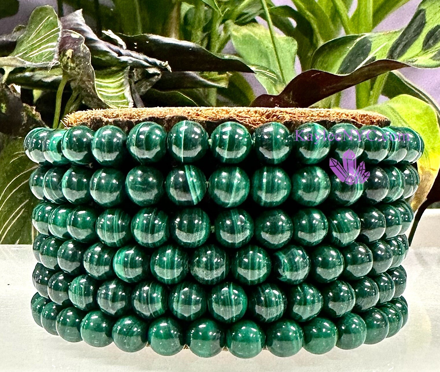 Wholesale 6 Pcs Natural Malachite 6mm 7.5” Crystal Healing Stretch Bracelet