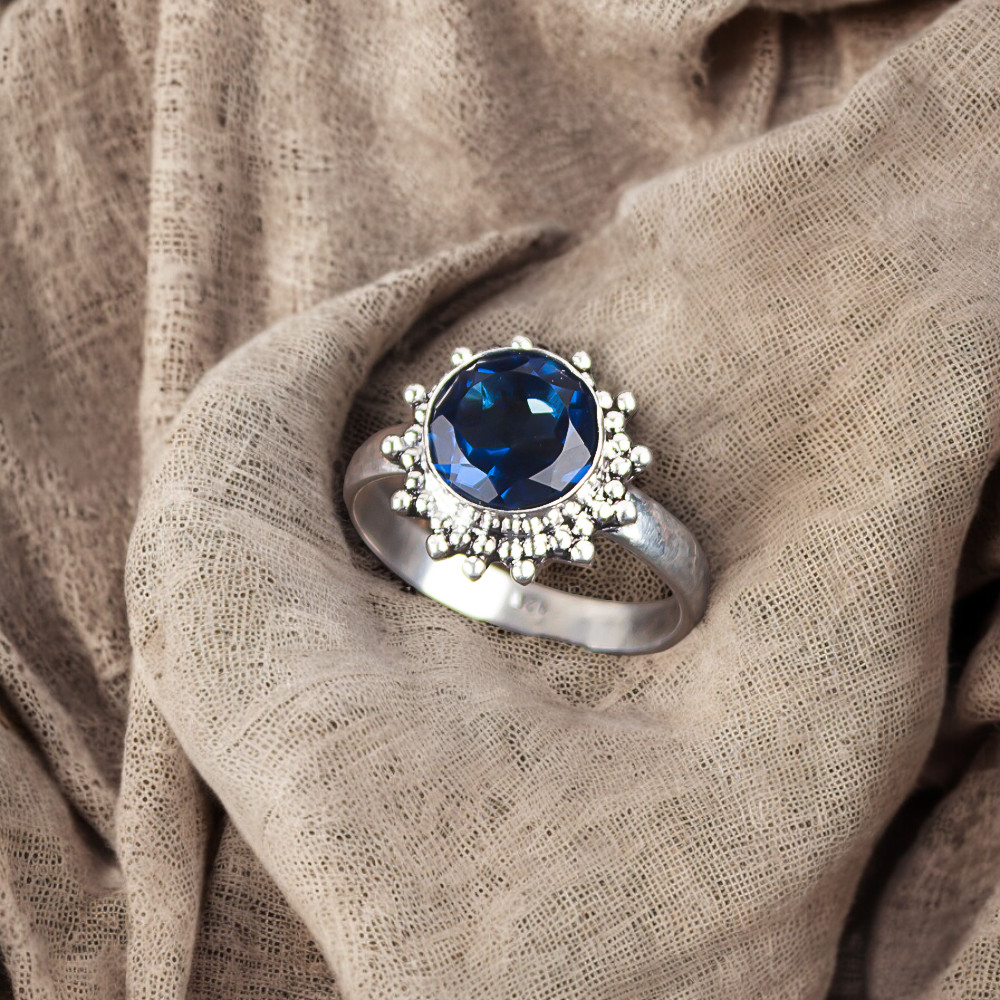 Sapphire Gemstone 925 Sterling Silver Ring Handmade Jewelry Ring For Gift