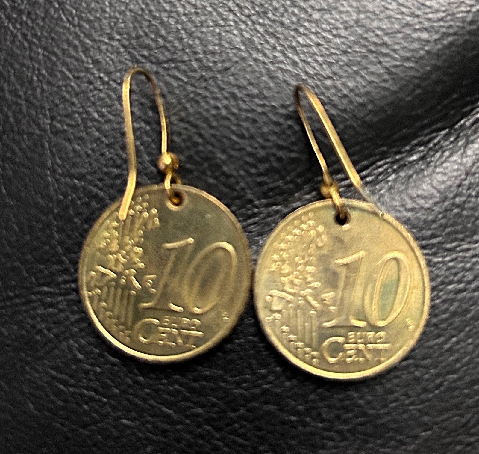 Ireland 10 Cent Euro 2004 Coin Dangle Pierced Earrings Eire Harp Money