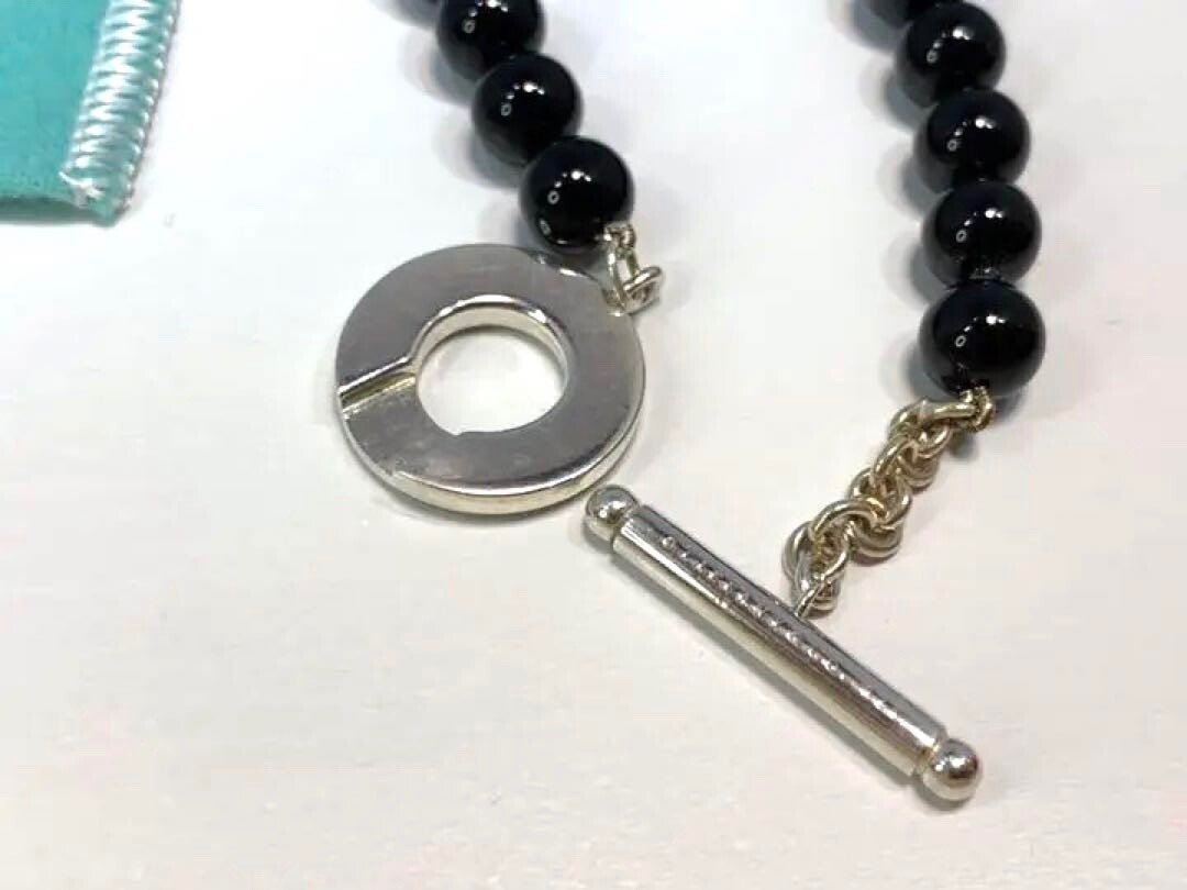 Tiffany & Co Black Onyx Necklace Sterling Silver 925 Choker 17.7in Box