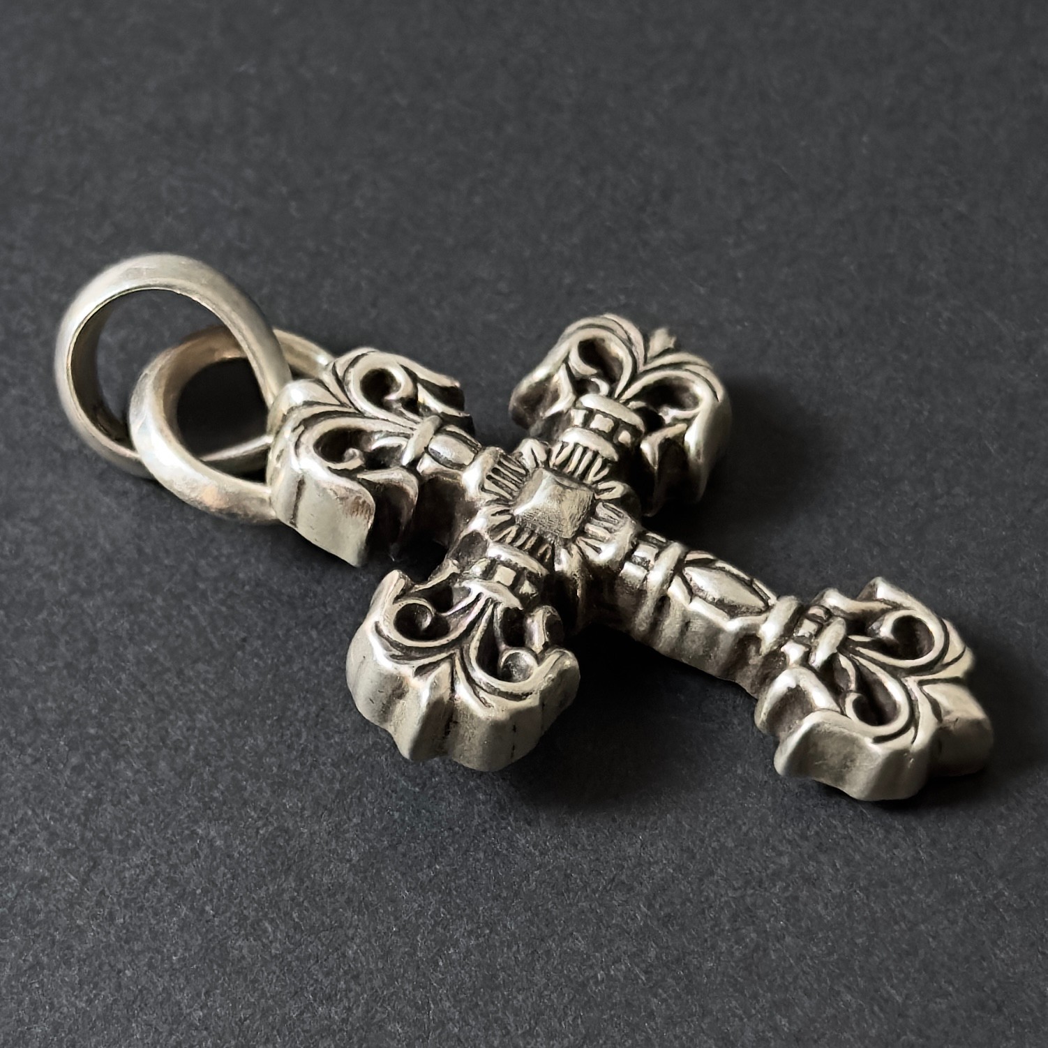 Authentic Chrome Hearts XS Filigree Cross With Bale Pendant 925 Sterling Silver