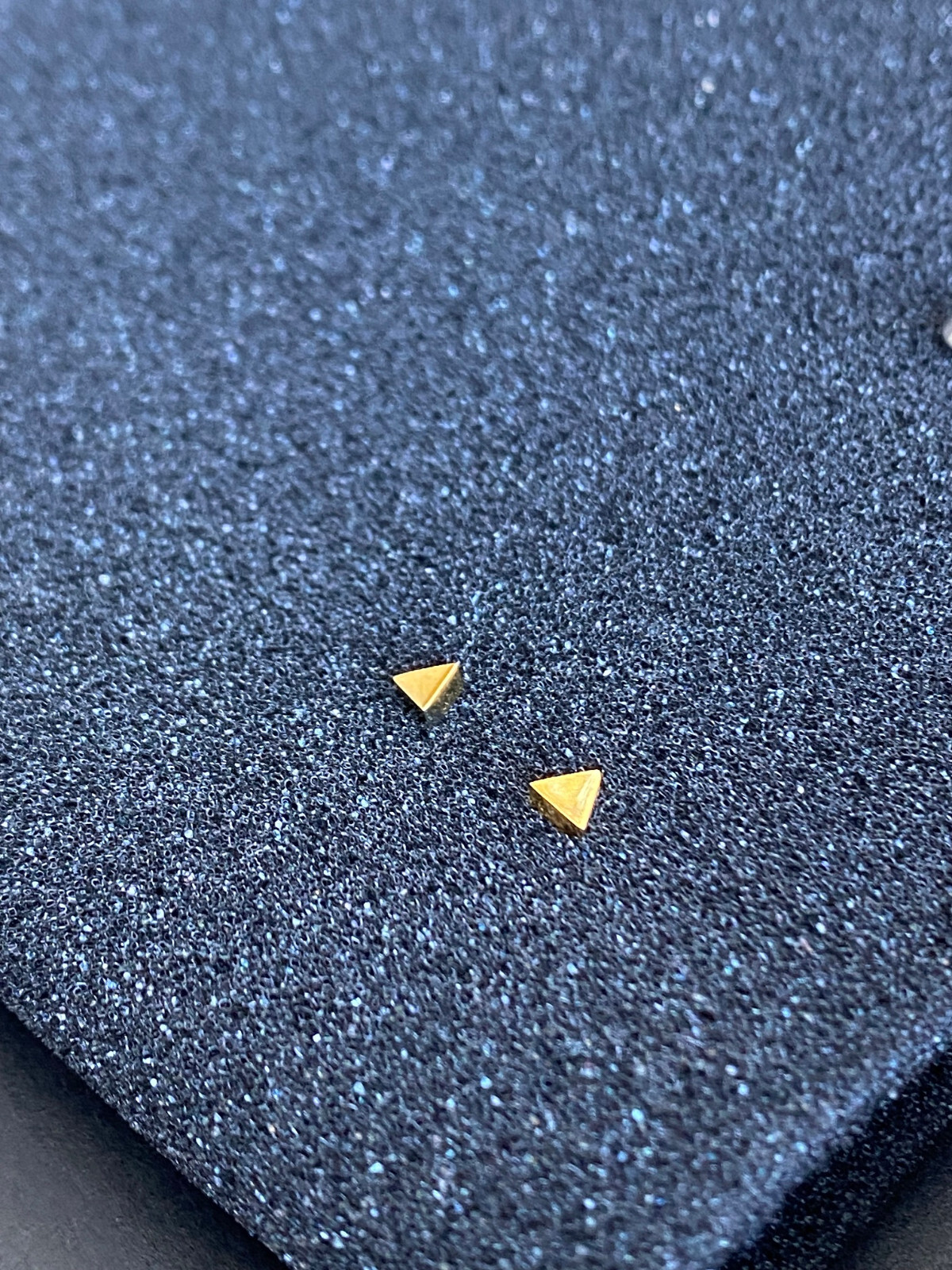 Tini Lux Gold Tiny Triangle Geometric Studs Earrings Hypoallergenic Titanium