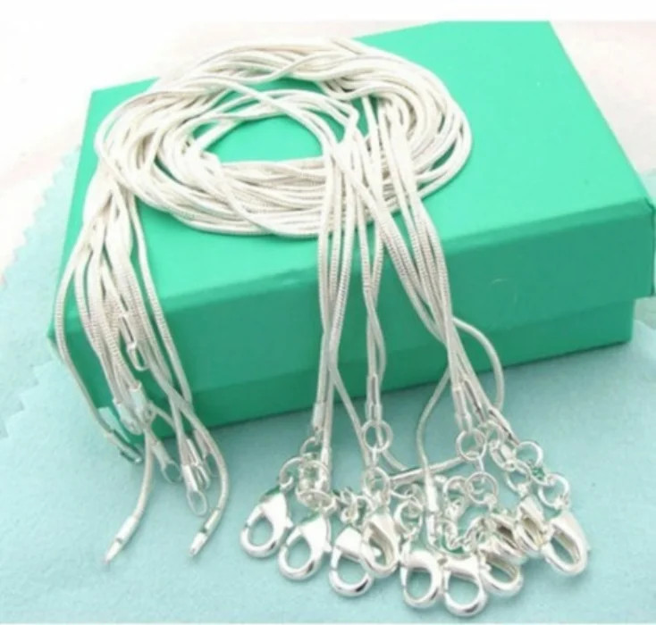 10PCS LOT Wholesale 925 Sterling Silver 16/18/20/22/24/26/28/30 Inch 1mm Snake C
