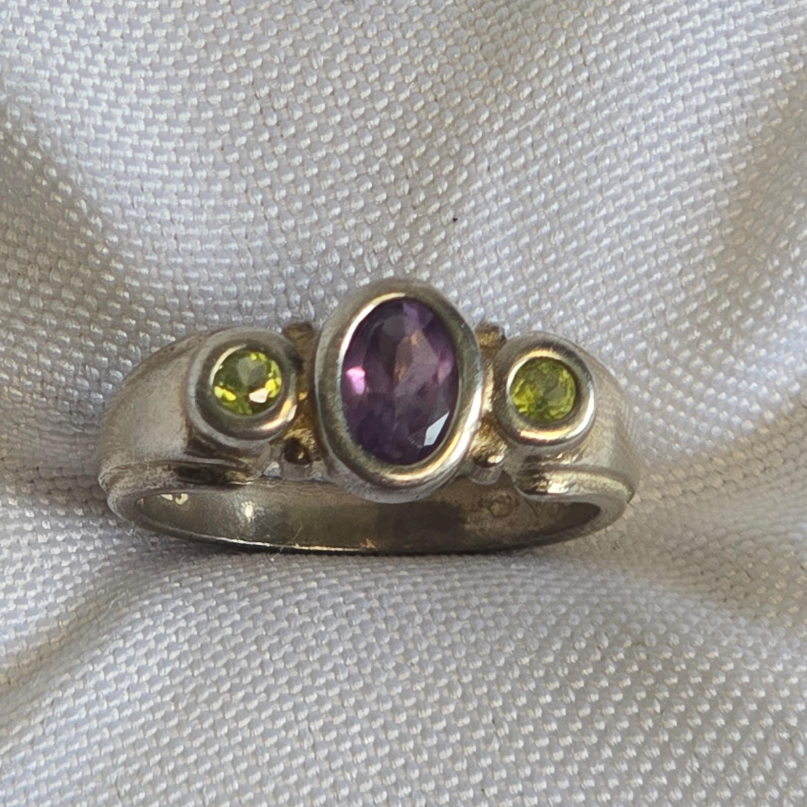 Sterling Silver Ring 4.81g Fine Jewelry Size 8.5 Band Multicolor Stones *READ*