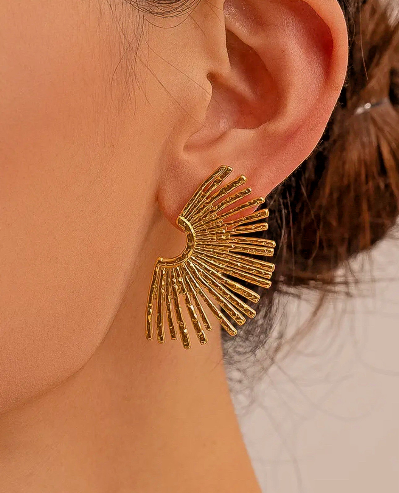 18k Gold-Plated Non Tarnish Pierced Sunburst Earrings for Women Fashion Jewelry