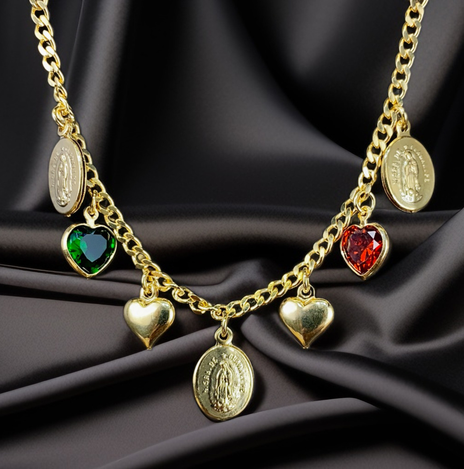 Pulsera de Corazon Virgen de Guadalupe para Mujer / Bracelet Heart CZ 7.5″ Gifts