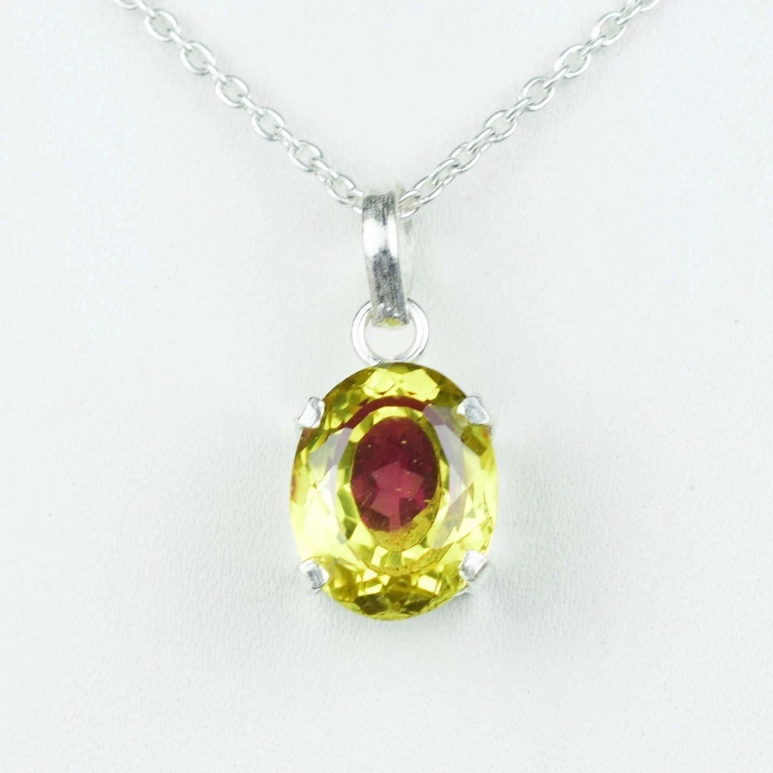 Bi-Color Rare Pitambari Sapphire Pear Natural 23.55 Ct 925 Silver Pendant Gem