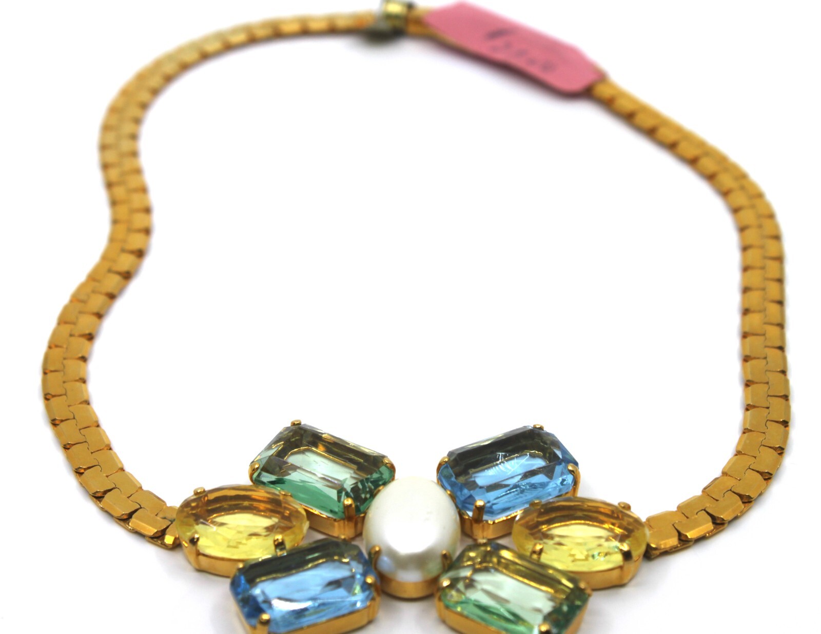 Multi Color Crystal Pendant Fashion Statement Necklace 16″in Italy