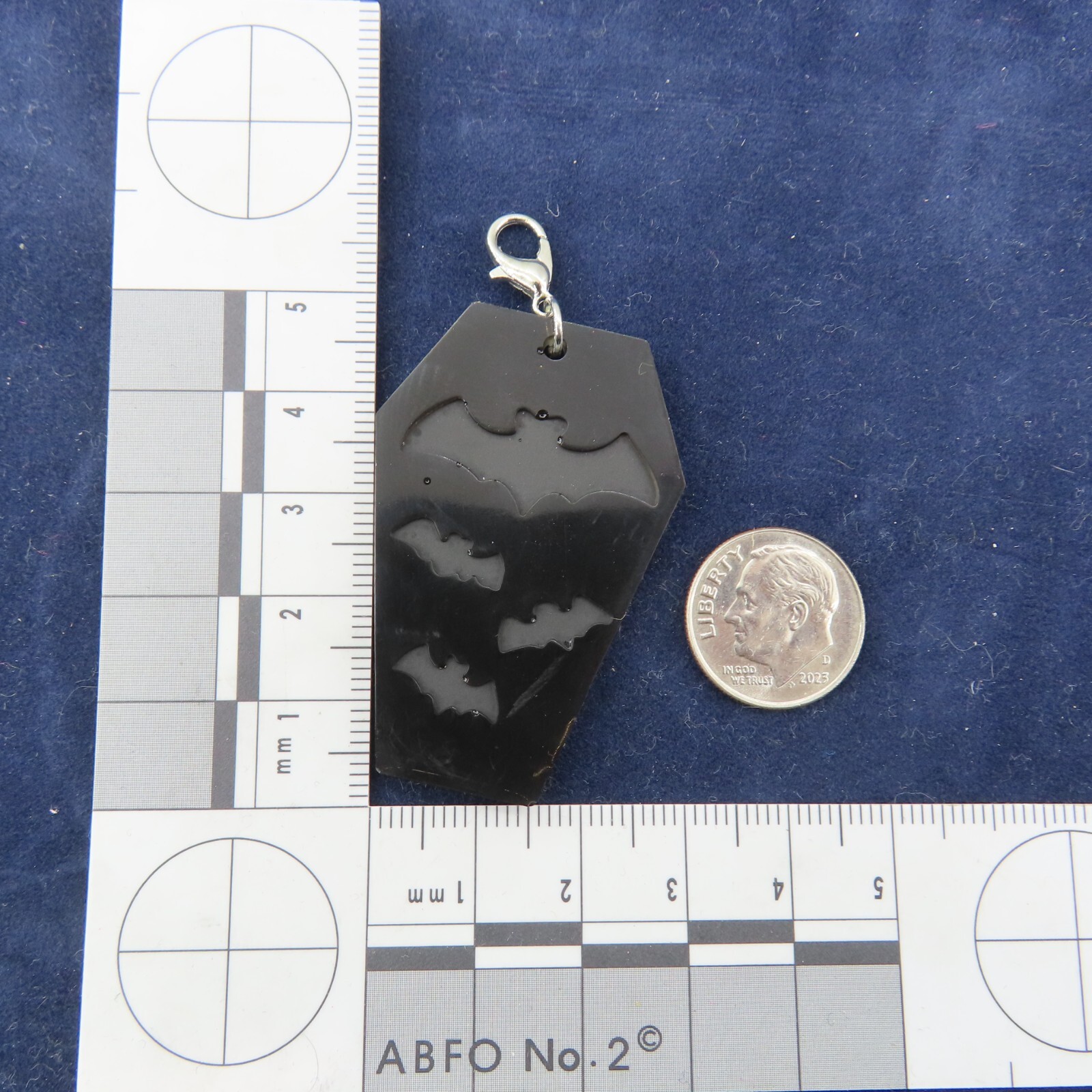 BATS BLACK Coffin Vampire Charm Zipper Pull Keychain Add On Clip Planner Resin