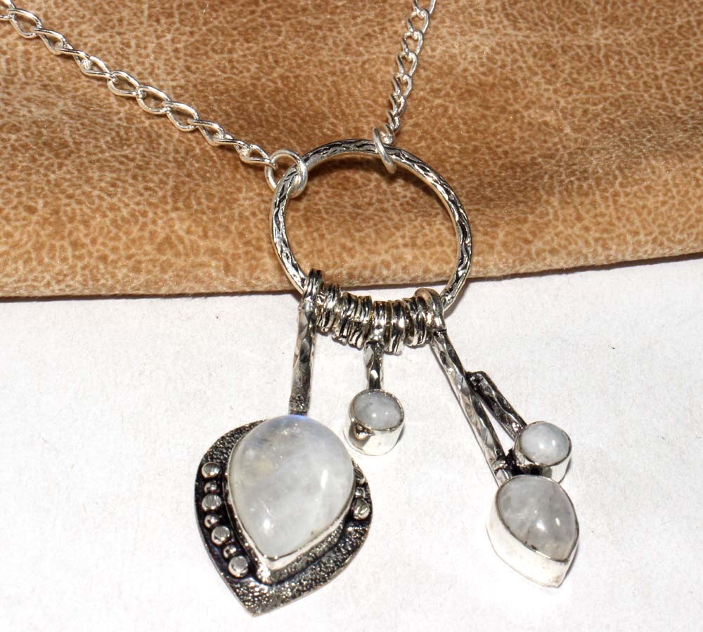 925 Silver Plated Hot Deal Rainbow Moonstone Necklace Size 18″ JW