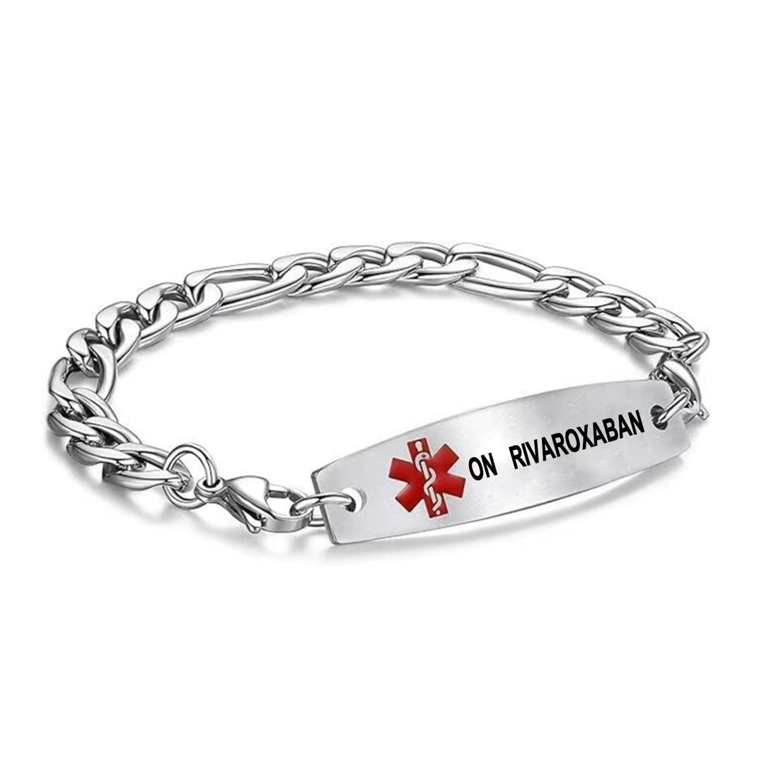 On Rivaroxaban Mens Medical Alert ID Bracelet Stainless Steel 22cm Large