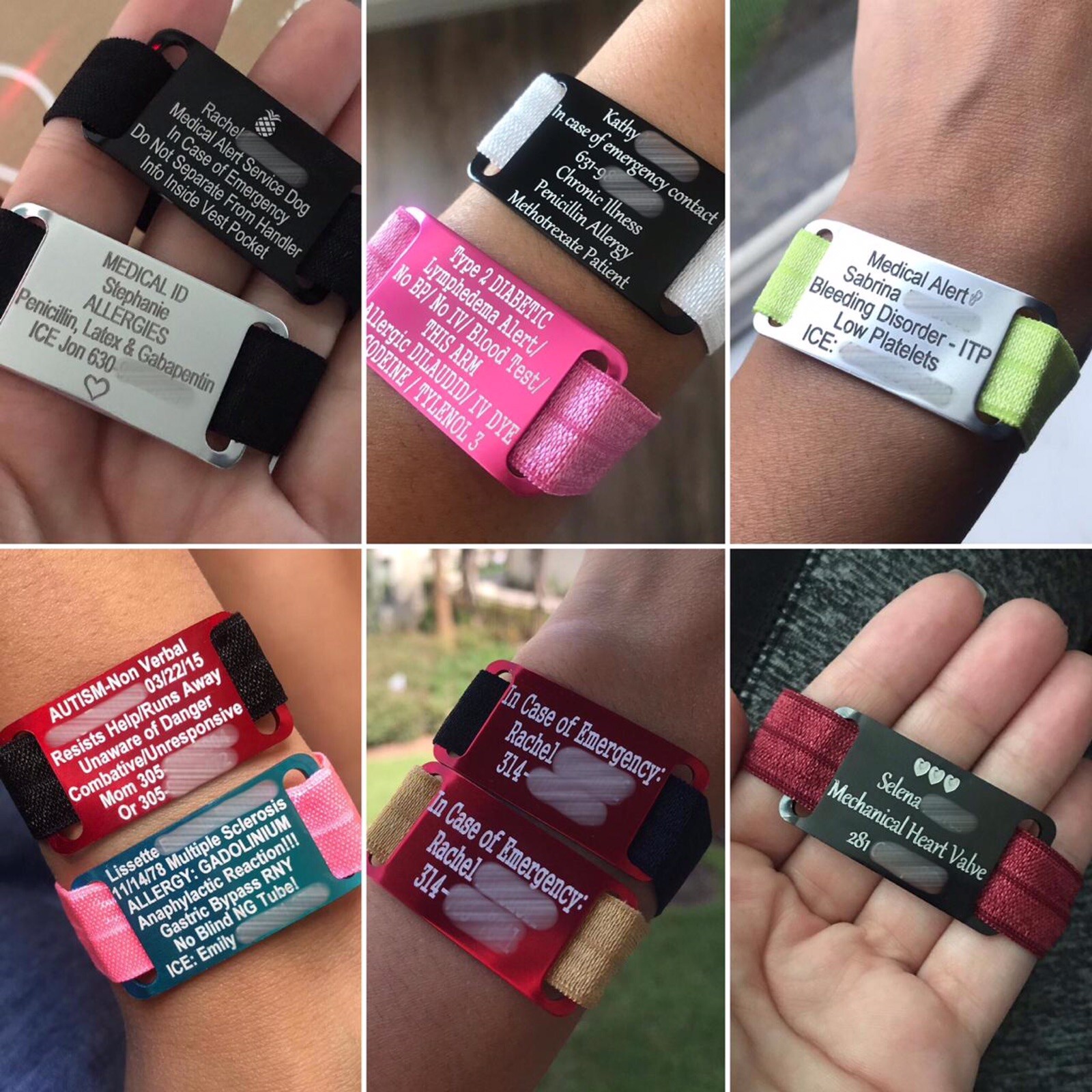 Custom Medical ID Bracelet Waterproof Free Engraved Elastic Medical Alert Info