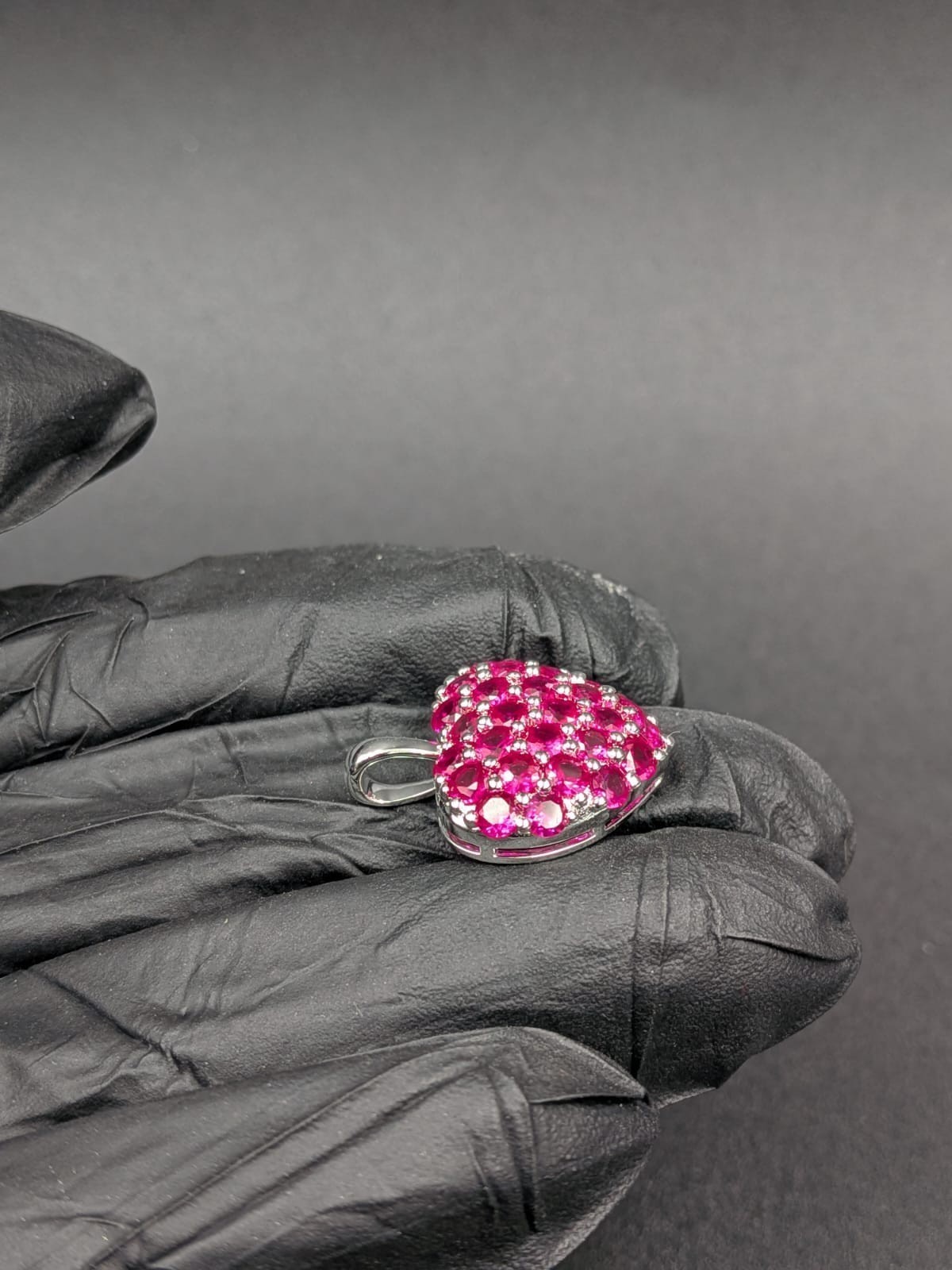 2Ct Round Cut Simulated Pink Ruby Women’s Heart Pendant In 14k White Gold Plated
