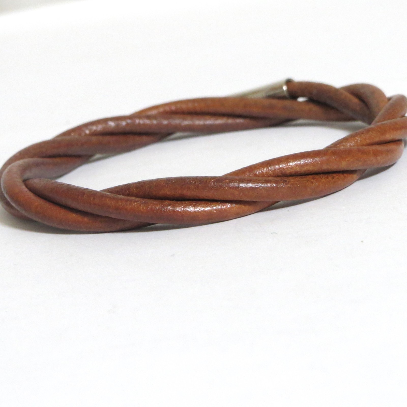Authentic HERMES Tornado Bangle Bracelet Brown Leather 17.3cm/6.8″ in Box
