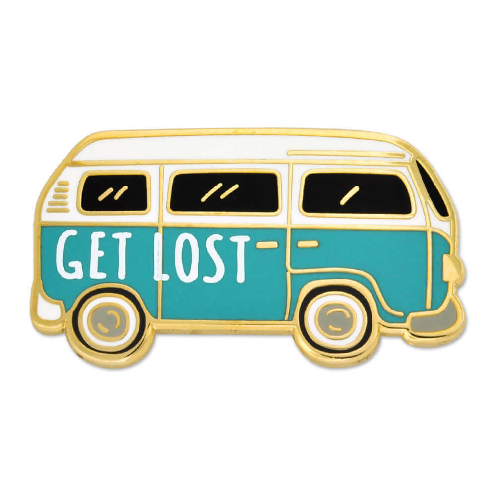 PinMart’s Get Lost Vintage Hippie Van Outdoor Lover Retro Enamel Lapel Pin