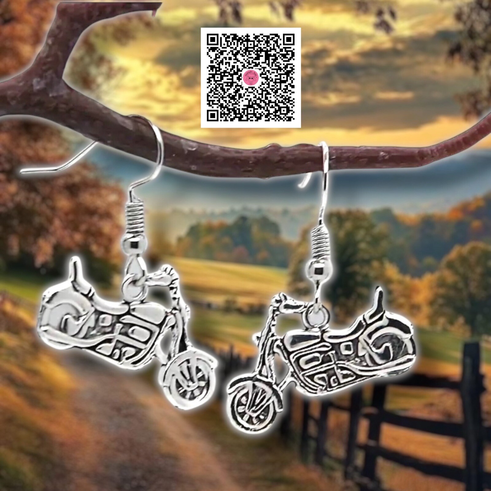 Motorcycles Earrings Fashion* Silvertone Unisex Bike