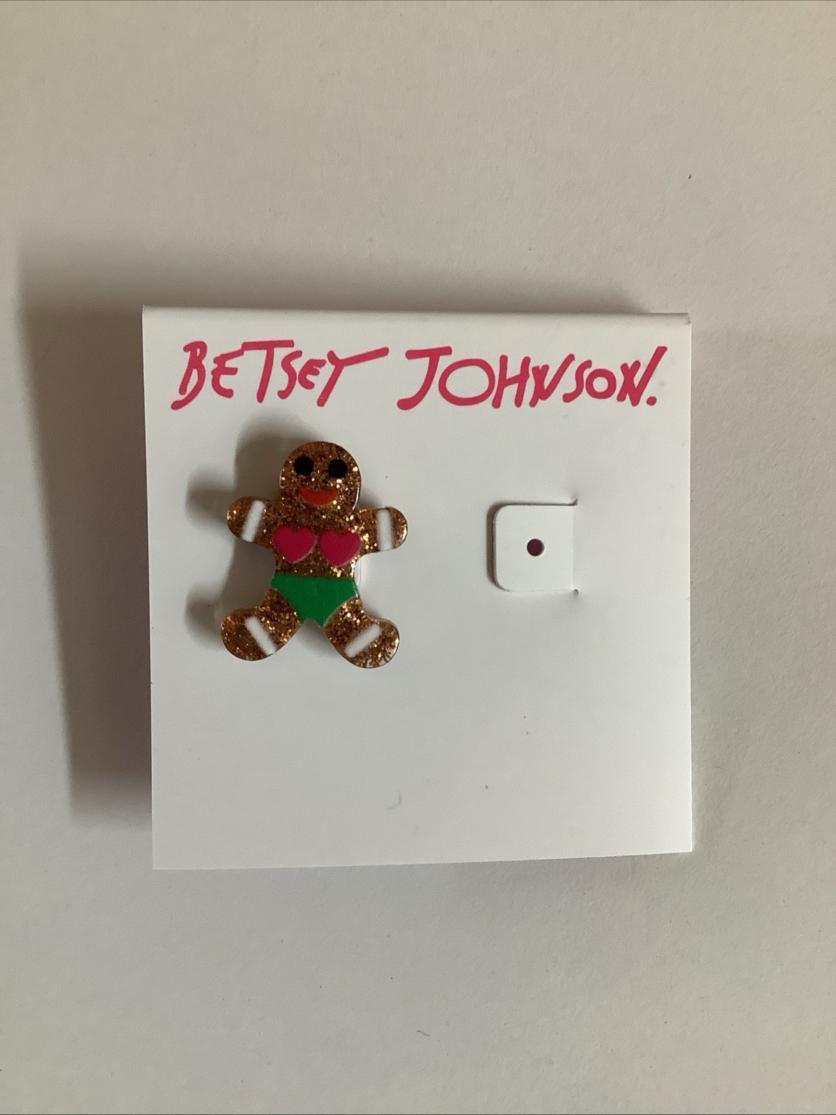 Betsey Johnson Holiday Glitter Beach Gingerbread Man 1 Single Earring As Shown.