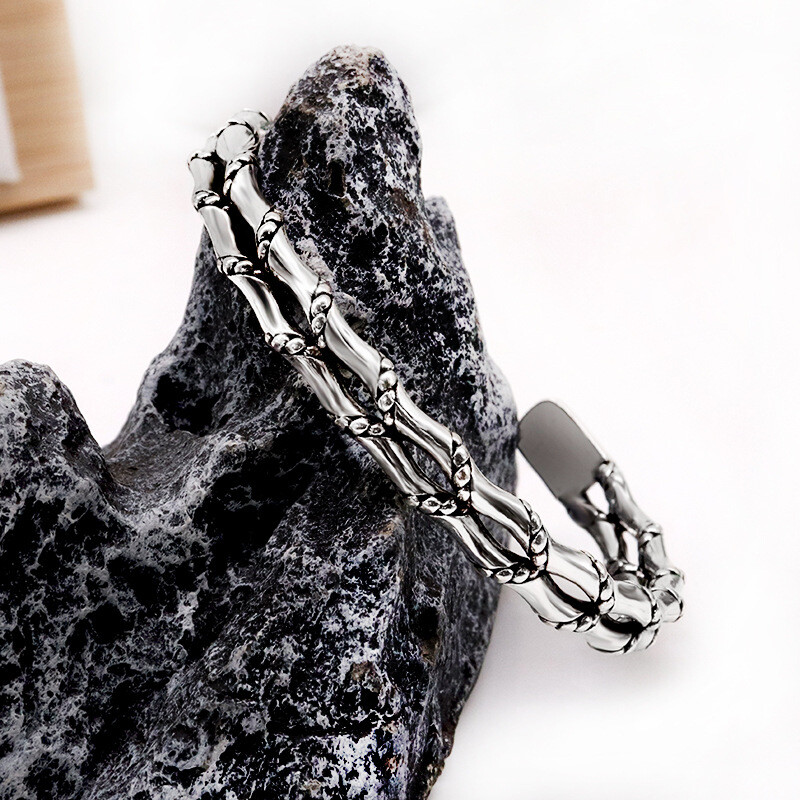 Men Bracelet Adjustable Open Bracelet Handmade Vintage Twist Cuff Silver Gift US